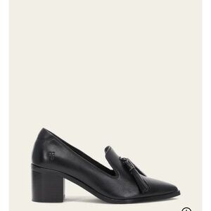 Frye Black Leather Women's Loafers with Tassel